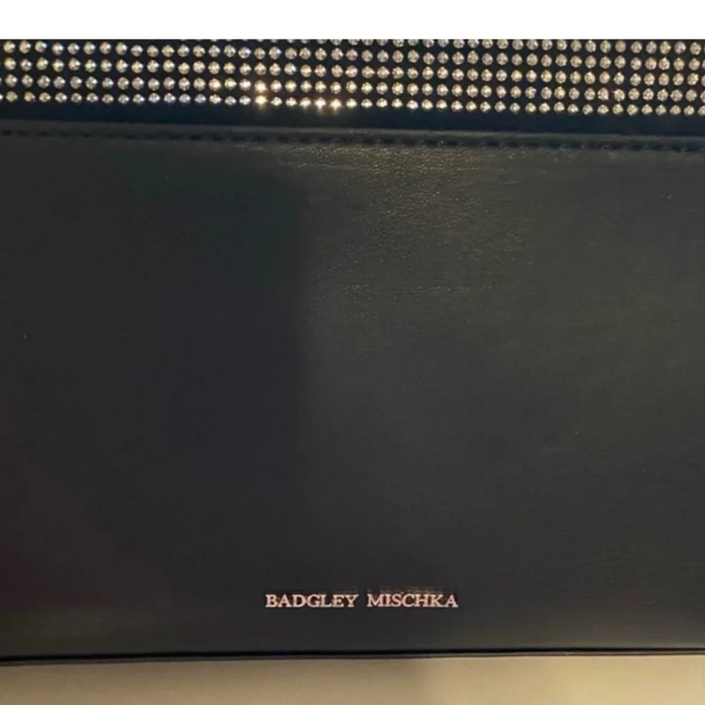 Badgley Mischka Rhinestone Clutch Evening‎ Bag Black Sparkle Embellished